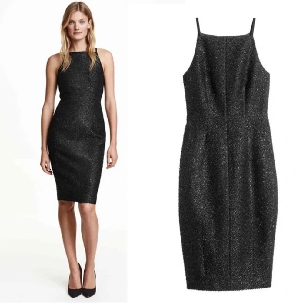 H&M Shimmer Tinsel Cocktail Dress - Black - Size 6 - Holiday Ready + SOLD OUT